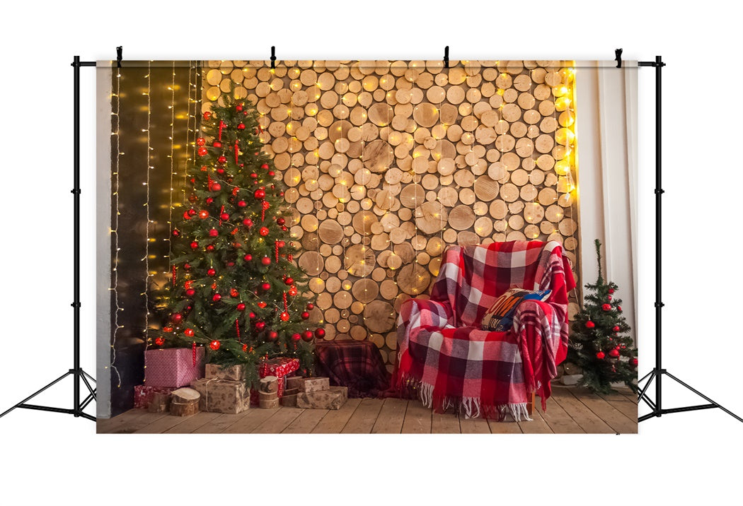 Toile de Fond Pile de Bois au Coin du Feu de Noël BRP8-91