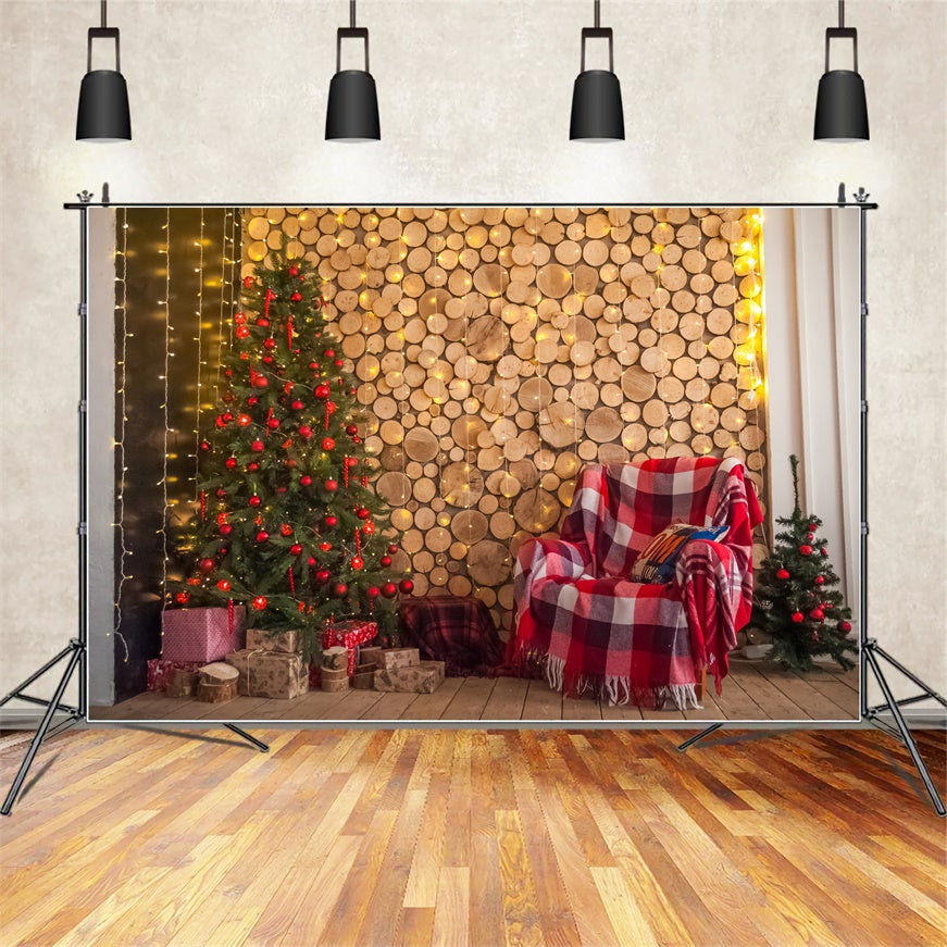 Toile de Fond Pile de Bois au Coin du Feu de Noël BRP8-91