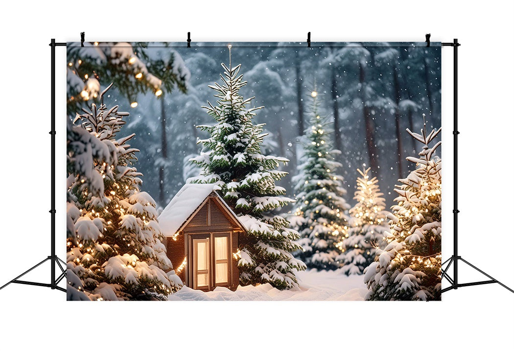 Toile de Fond Sapins Enneigés Sereins de Noël BRP8-98