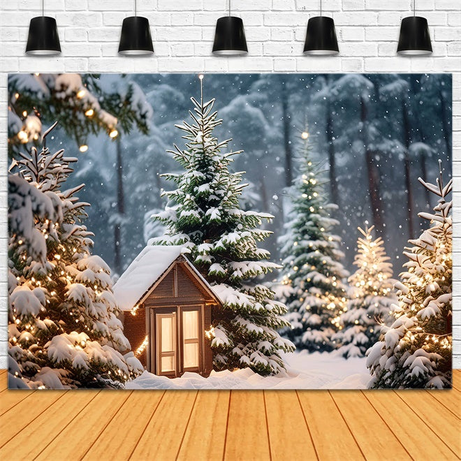 Toile de Fond Sapins Enneigés Sereins de Noël BRP8-98