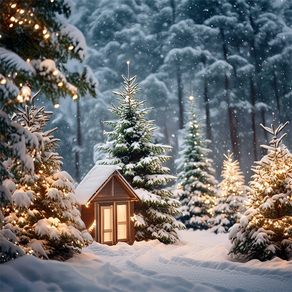 Toile de Fond Sapins Enneigés Sereins de Noël BRP8-98