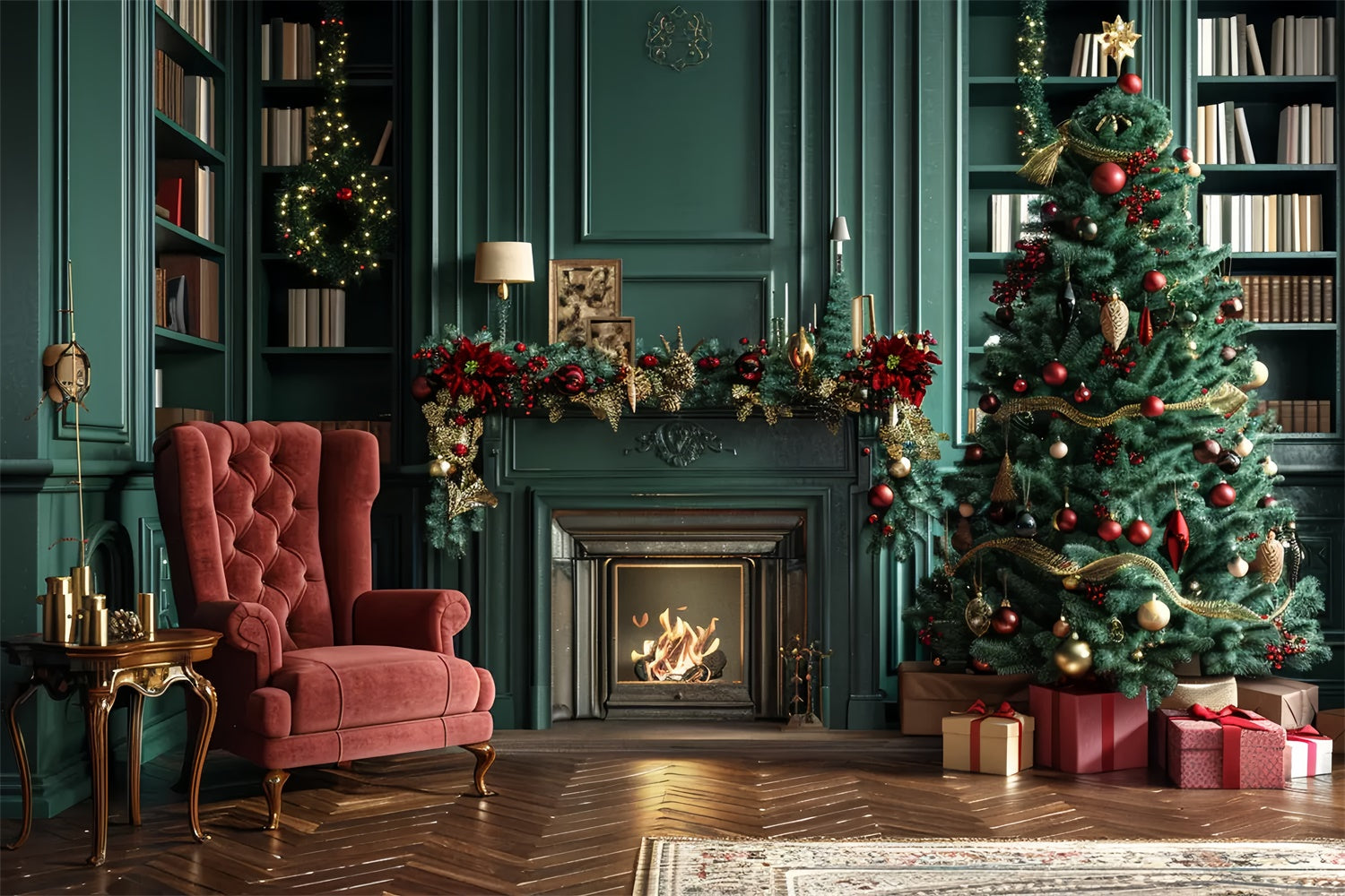 Toile de fond de Coin de Lecture Chaleureux de Noël BRP8-9