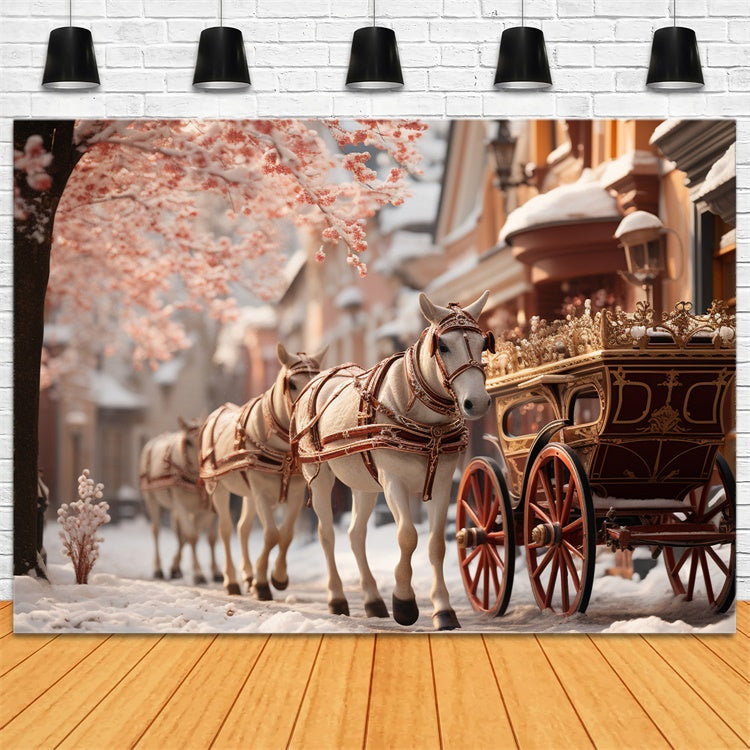 Toile de fond Promenade en carrosse royal dans les rues enneigées BRP9-120