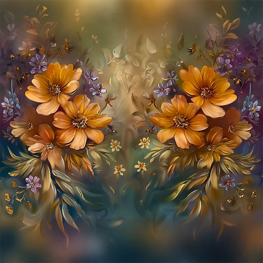 Toile de Fond Abondance Florale Dorée Teintes d'Automne Subtiles BRP9-162