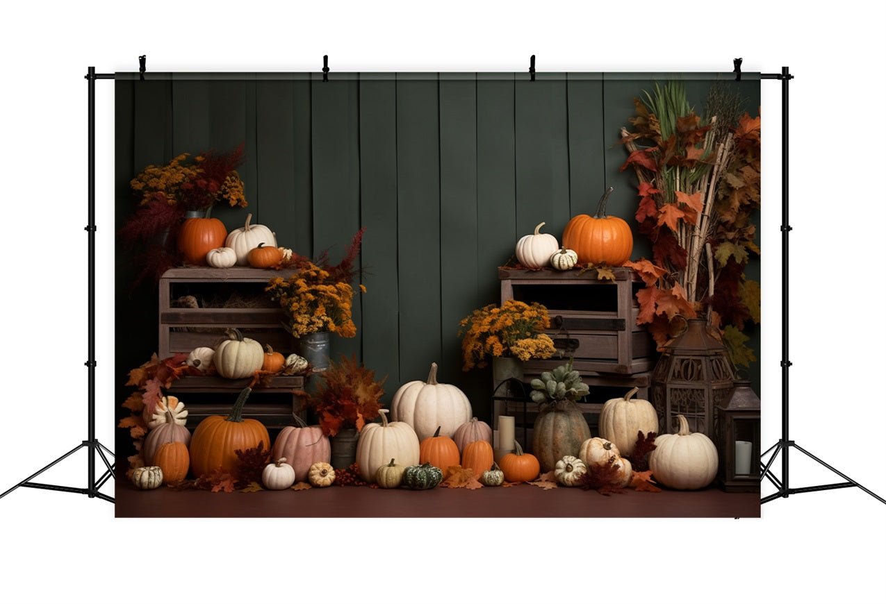 Toile de Fond Panneau Vert Récolte d'Automne Citrouilles BRP9-200