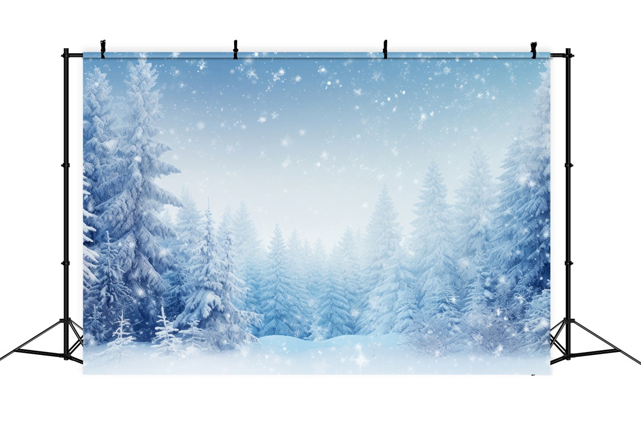 Toile de fond Flocons de neige sur forêt paisible Hiver BRP9-218