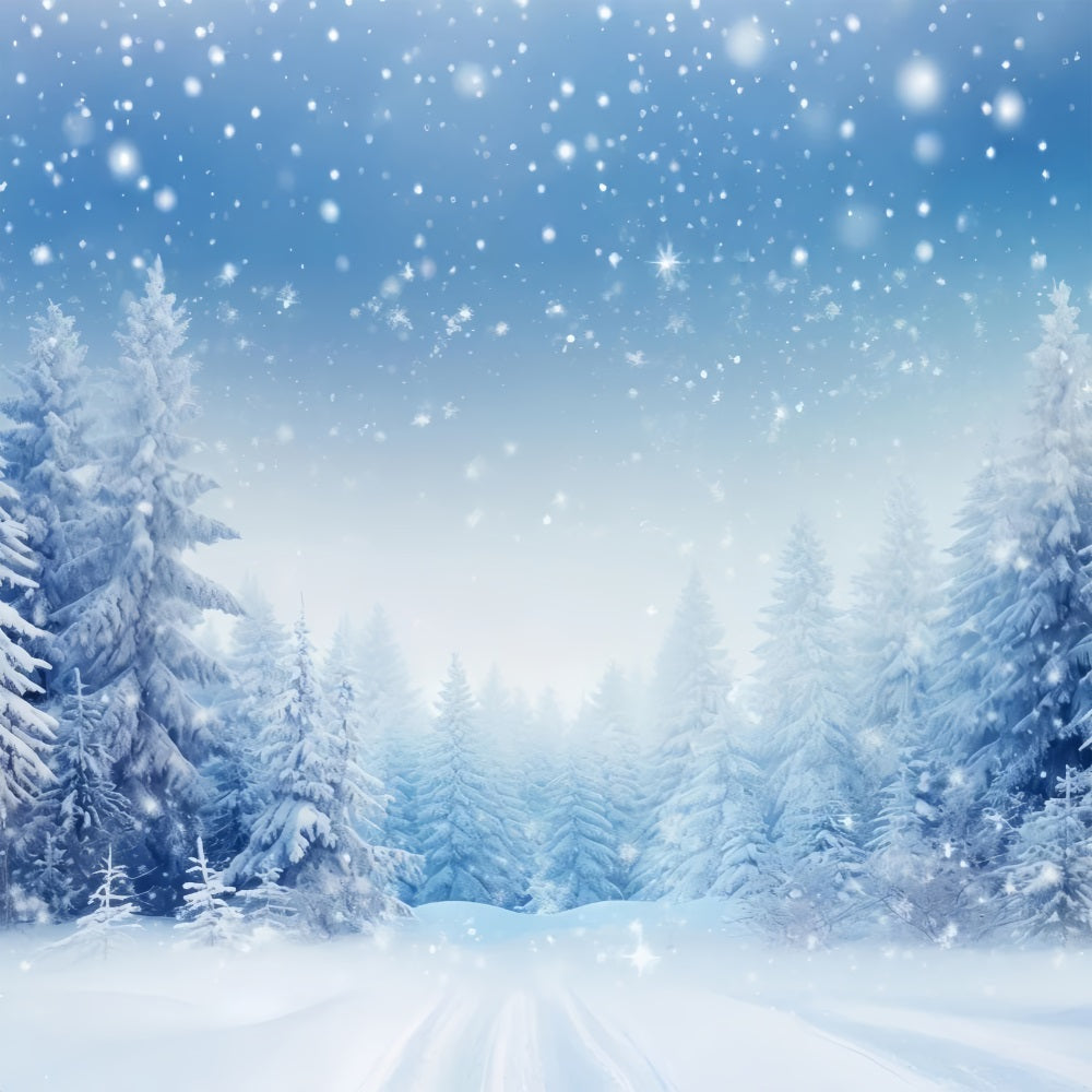 Toile de fond Flocons de neige sur forêt paisible Hiver BRP9-218