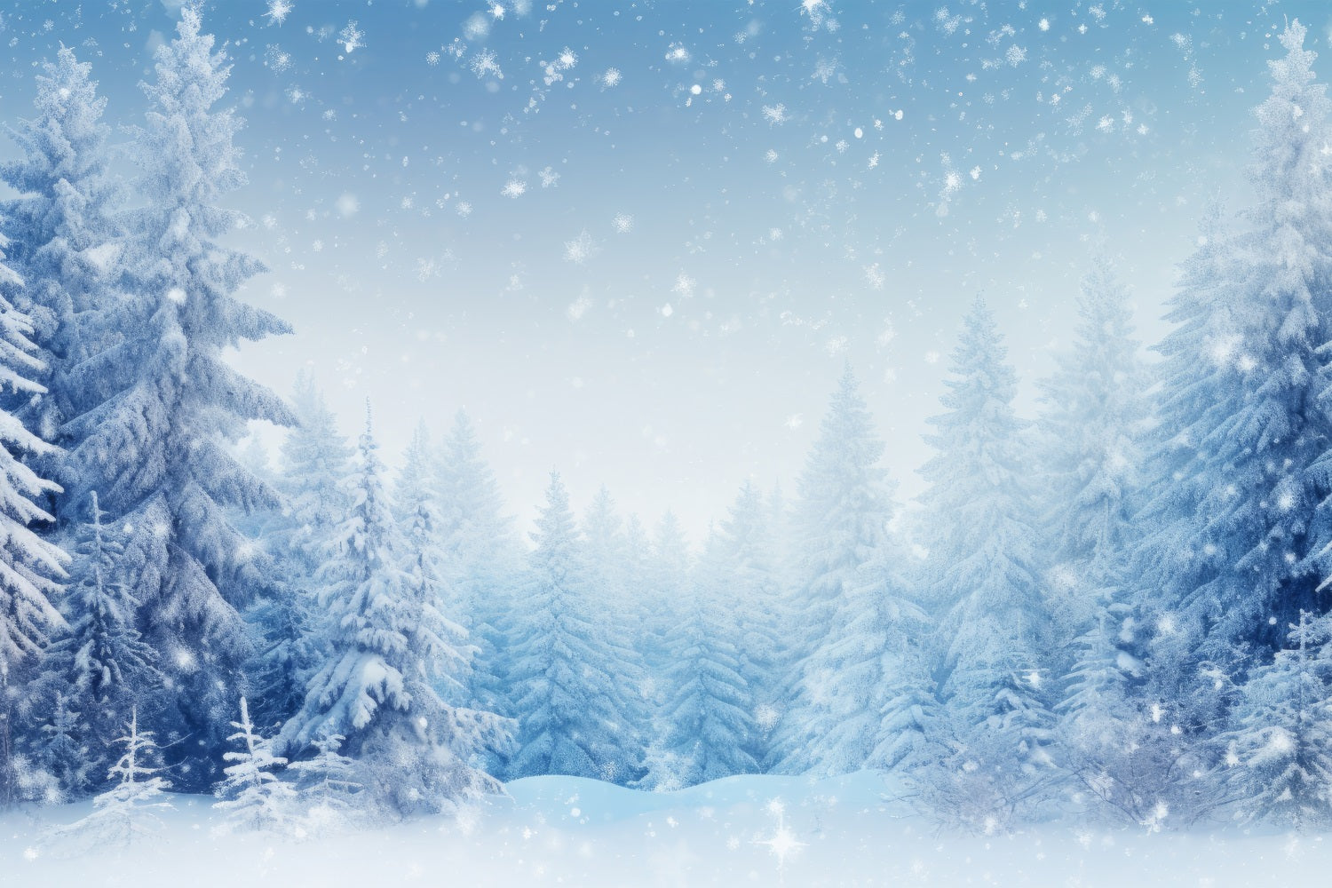 Toile de fond Flocons de neige sur forêt paisible Hiver BRP9-218