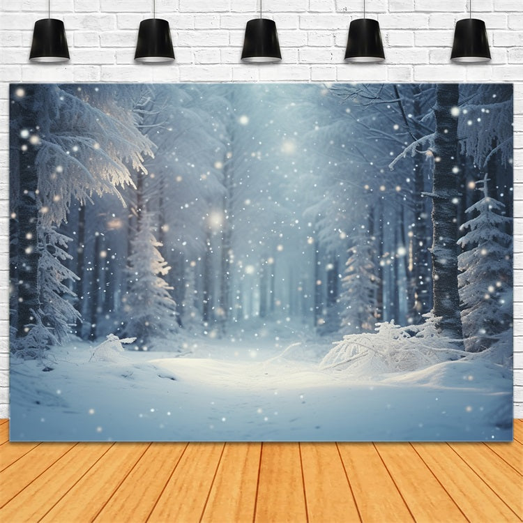 Toile de fond Nuit d'hiver Neige Forêt enchantée BRP9-222