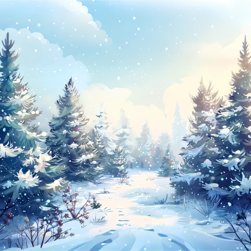 Toile de fond Forêt hivernale Cosmique Neige BRP9-225