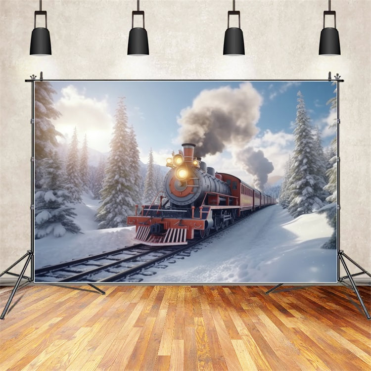Toile de fond Matin enneigé Balade en train Hiver BRP9-253