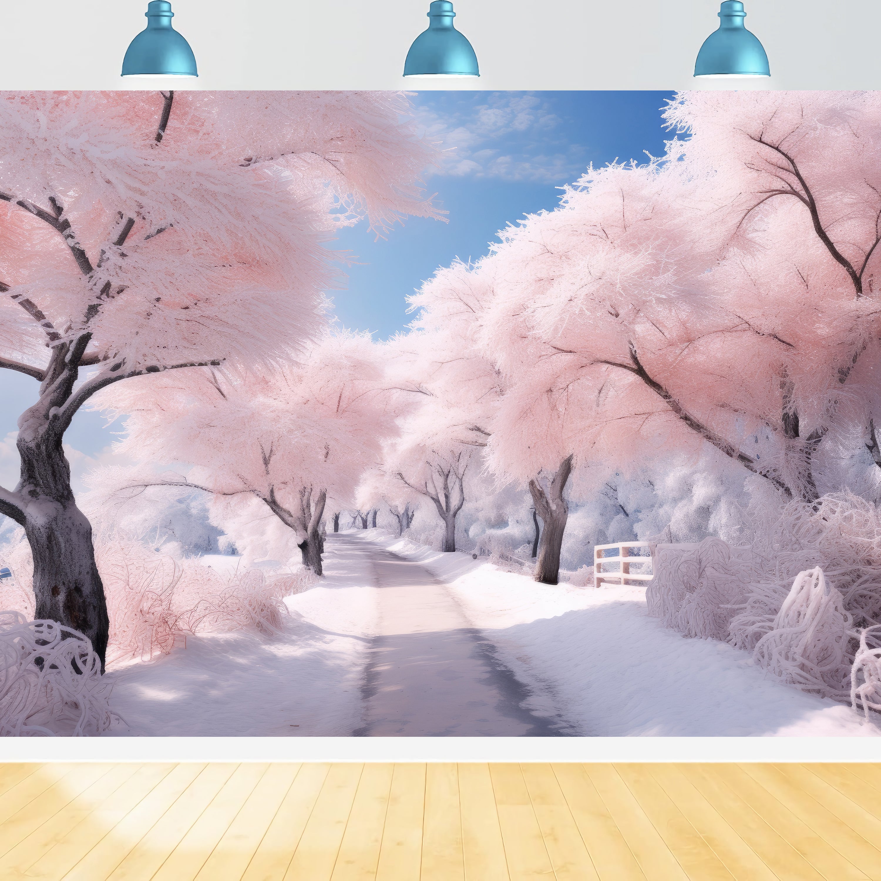 Toile de fond Merveille hivernale Arbre rose enchanté BRP9-276