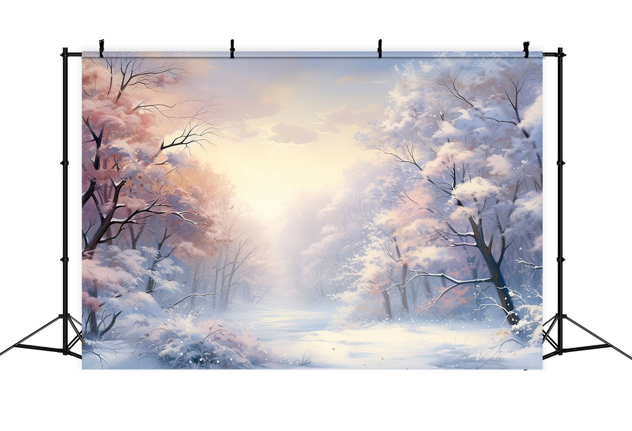 Toile de fond Arbres pastel doux Merveille hivernale Hiver BRP9-284