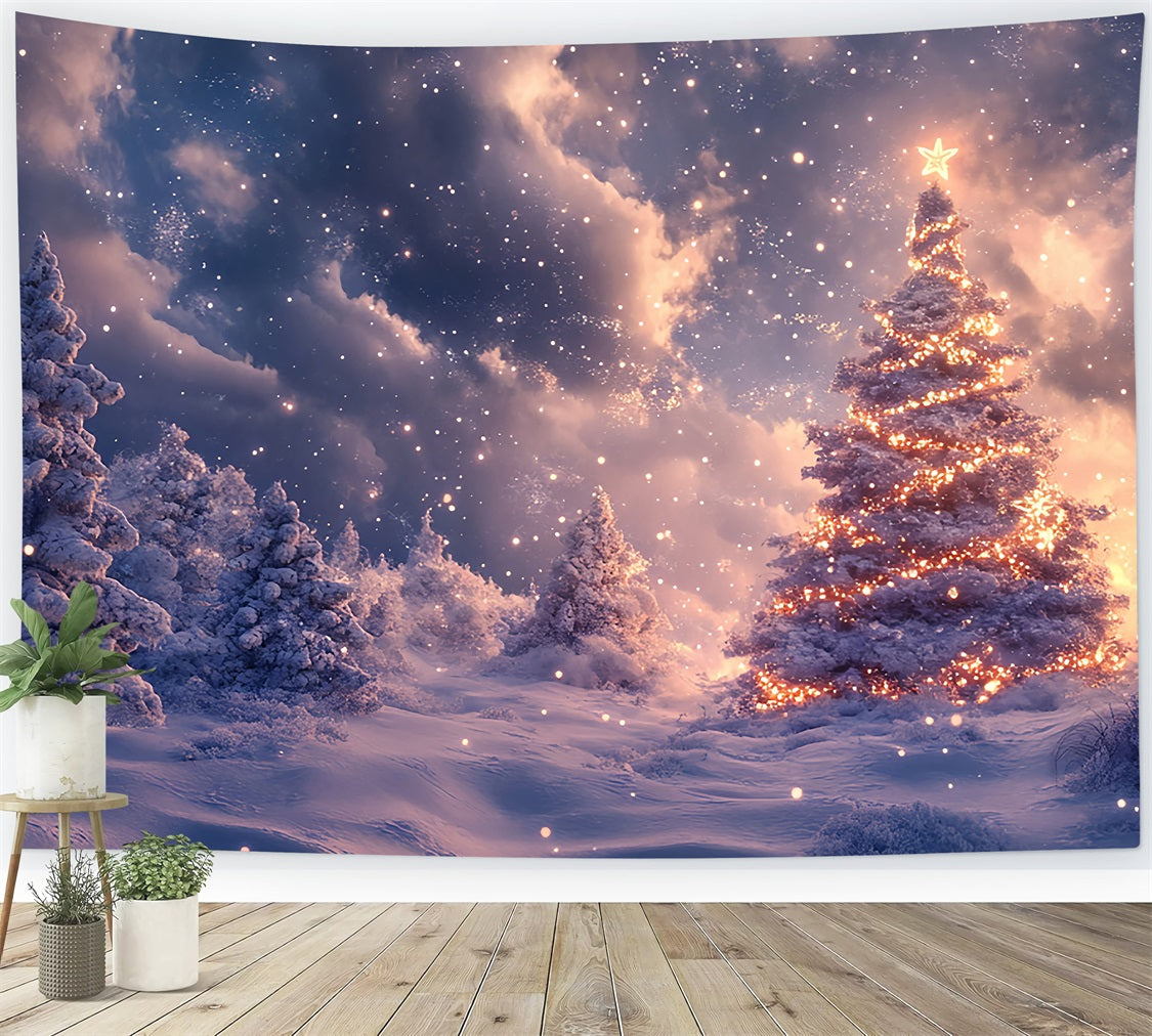 Toile de fond Arbre radieux Paysage enneigé Hiver BRP9-308