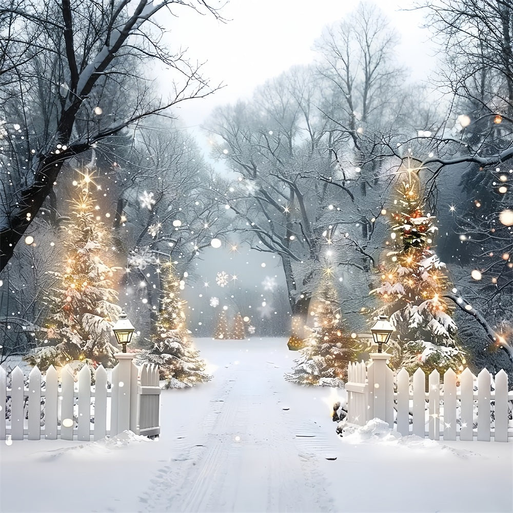 Toile de fond Arbres lumineux Scène nocturne Forêt hivernale BRP9-315