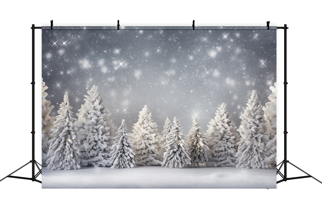 Toile de fond Arbres givrés Flocons de neige scintillants Hiver BRP9-316