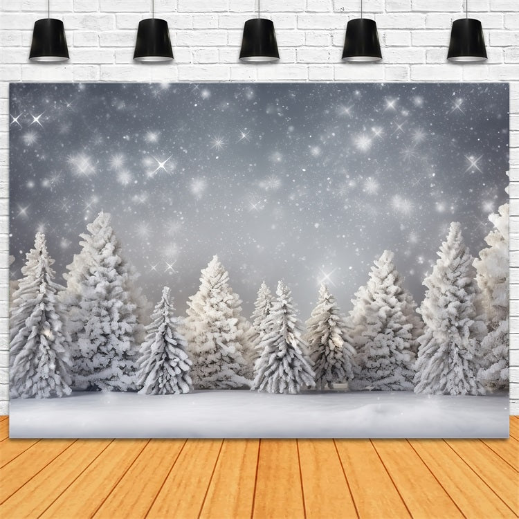 Toile de fond Arbres givrés Flocons de neige scintillants Hiver BRP9-316