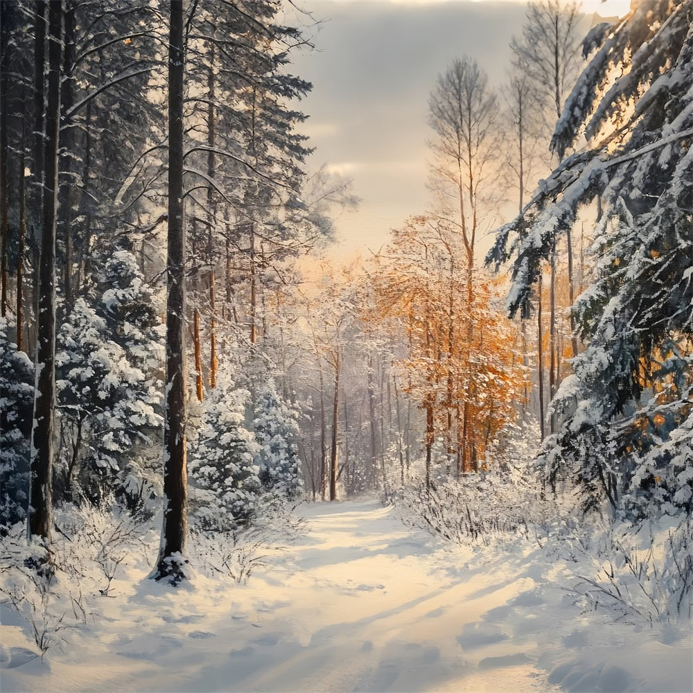 Toile de fond Promenade tranquille Forêt enneigée Hiver BRP9-323