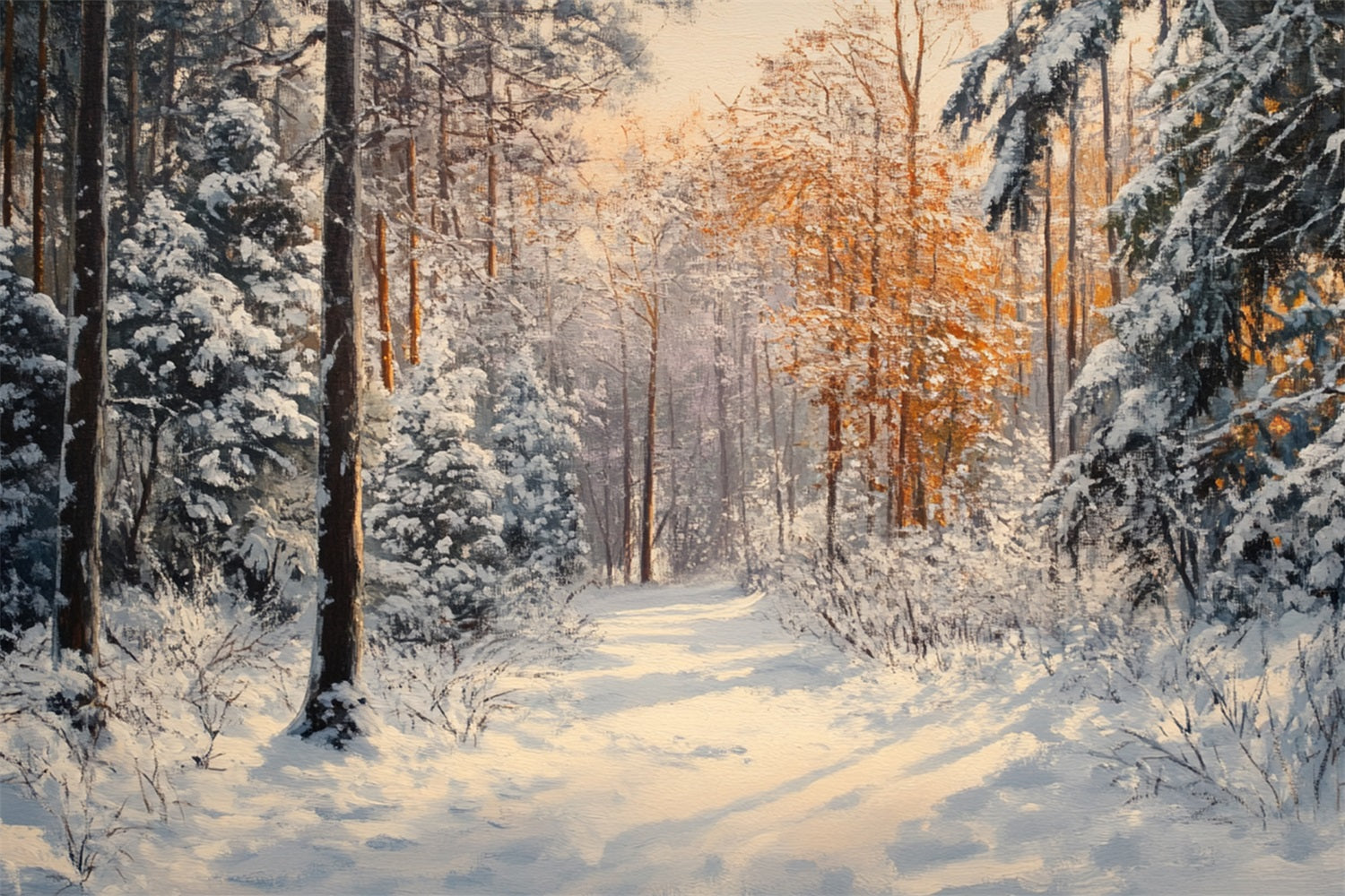 Toile de fond Promenade tranquille Forêt enneigée Hiver BRP9-323