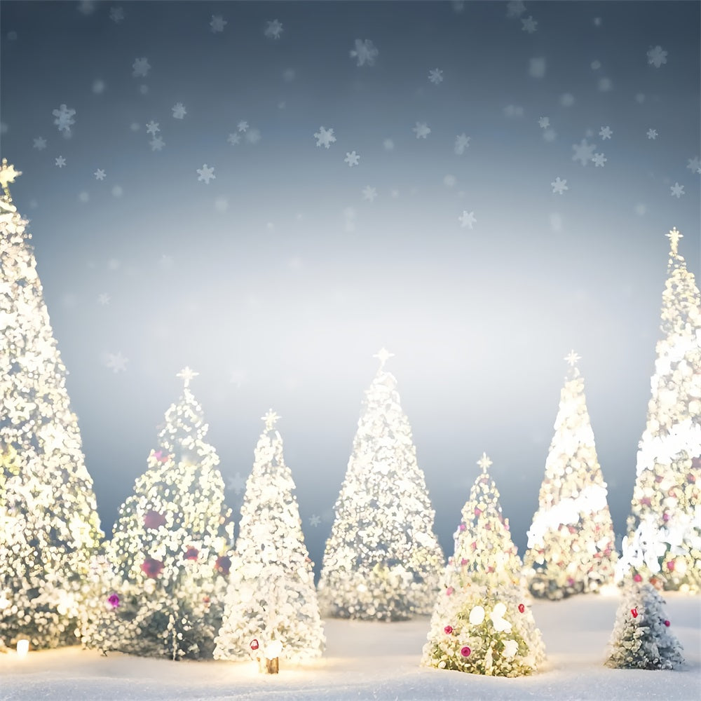 Toile de fond Arbres lumineux enneigés Flocons de neige Hiver BRP9-340