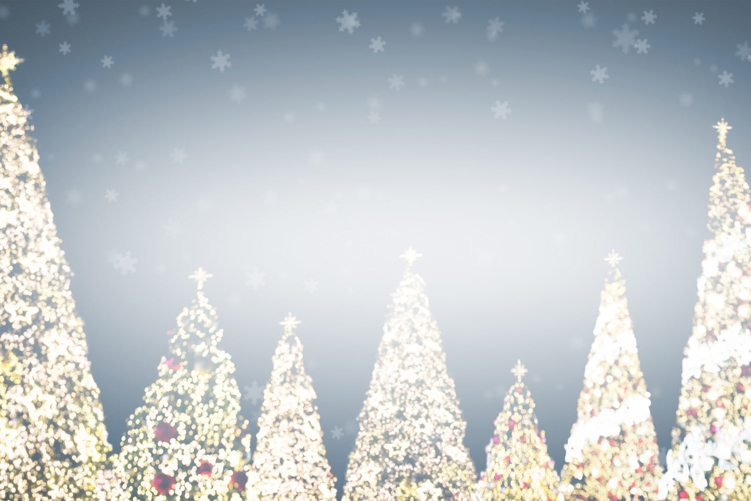 Toile de fond Arbres lumineux enneigés Flocons de neige Hiver BRP9-340