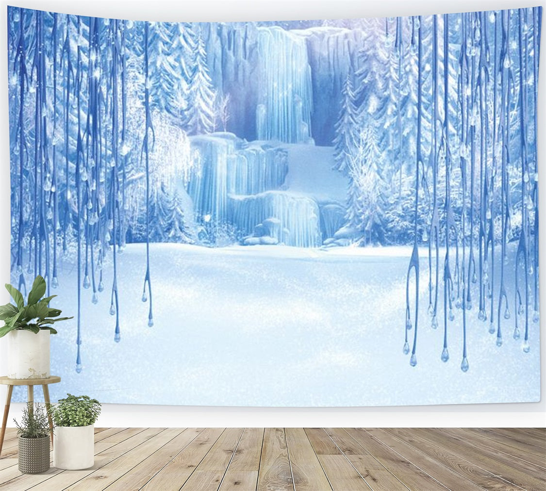 Toile de fond Cascade gelée Merveille d'hiver Icicles BRP9-347