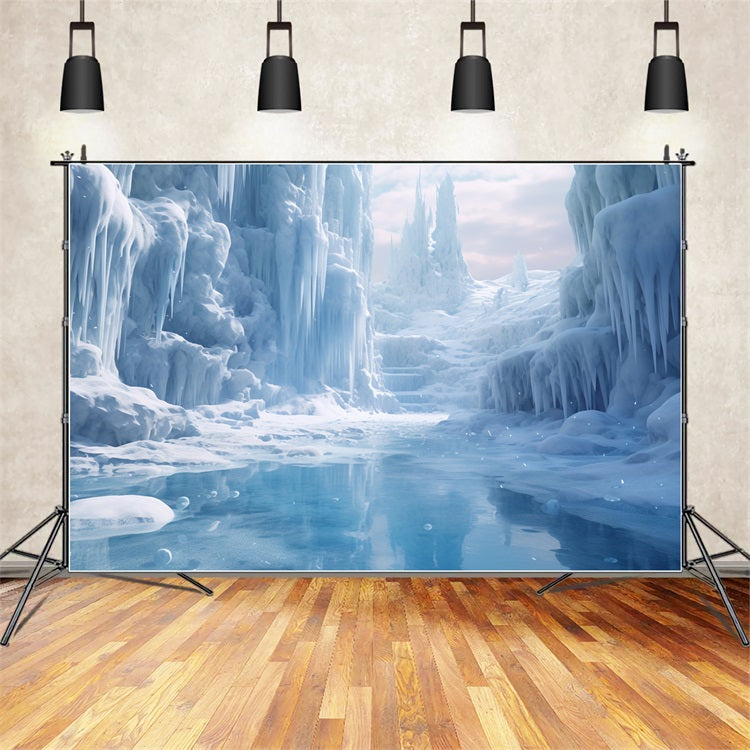 Toile de fond Grottes de glace majestueuses Reflets d'eau BRP9-353