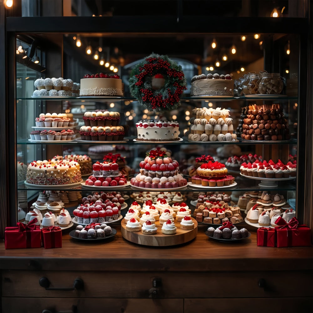 Toile de fond Délices de boulangerie de Noël avec couronne festive BRP9-82
