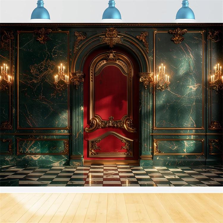 Toile de fond Hall de Noël luxueux avec décor doré BRP9-83