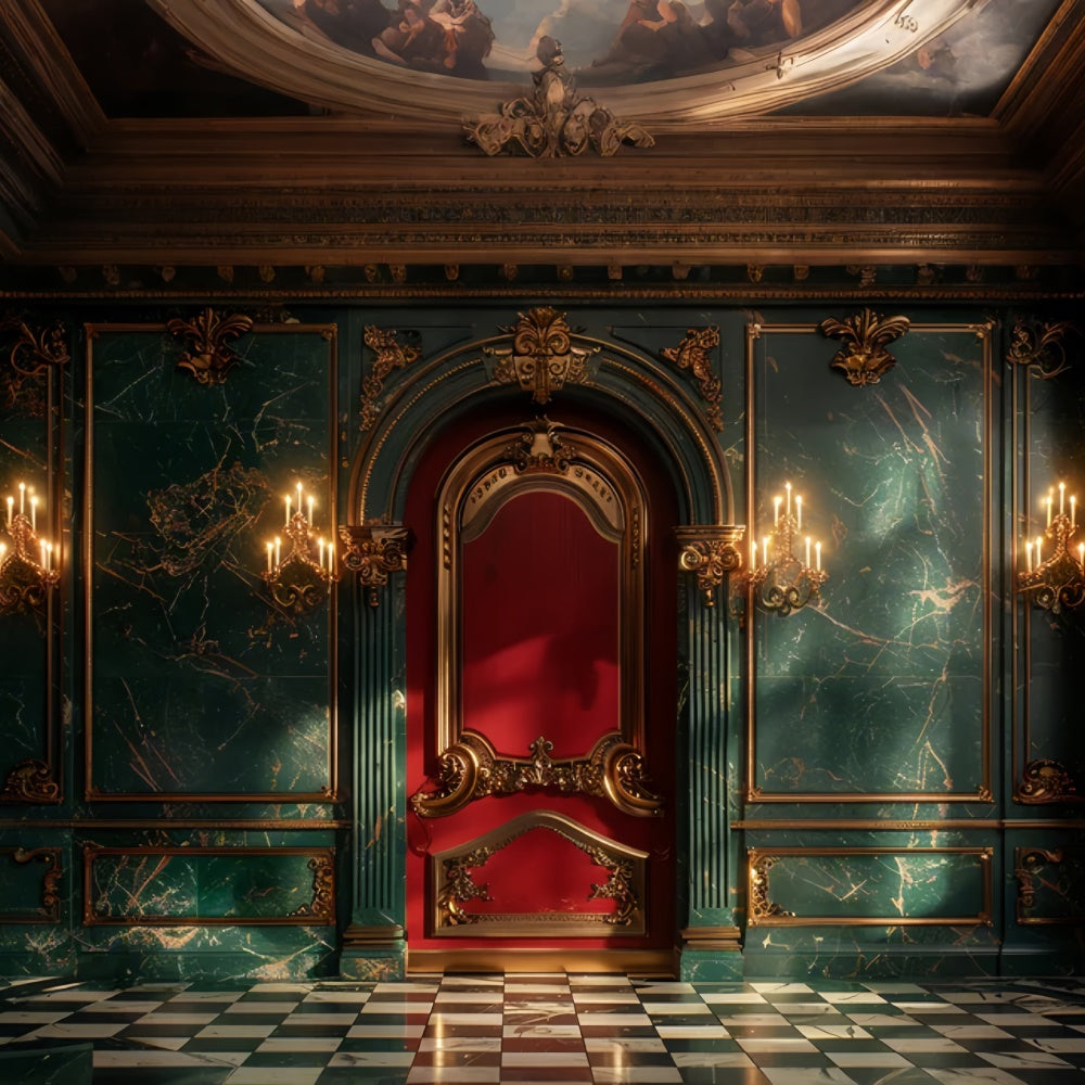 Toile de fond Hall de Noël luxueux avec décor doré BRP9-83