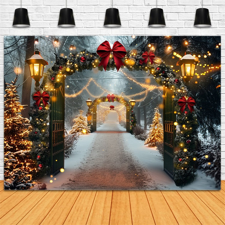 Toile de fond Arche enneigée de Noël avec lumières festives BRP9-84