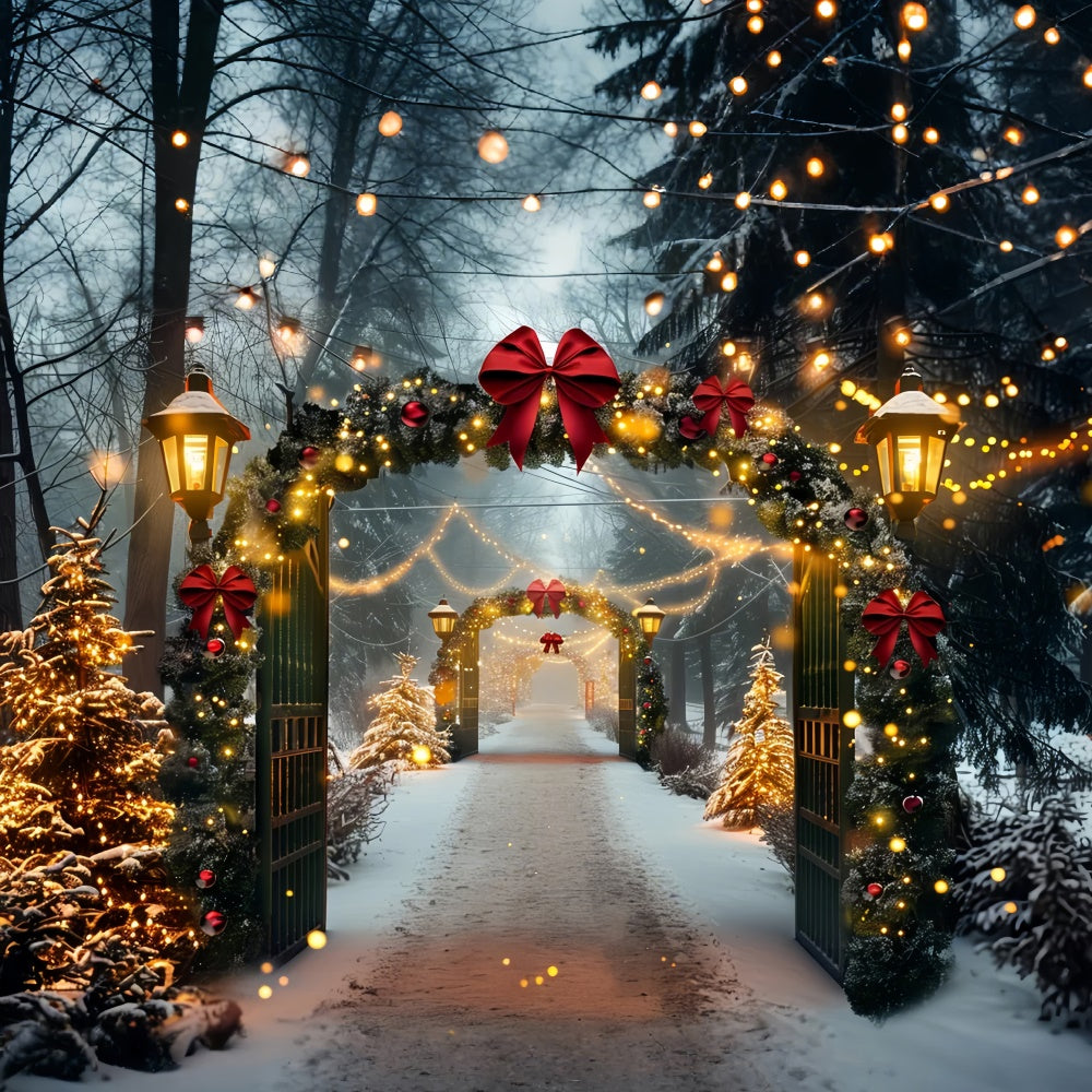Toile de fond Arche enneigée de Noël avec lumières festives BRP9-84