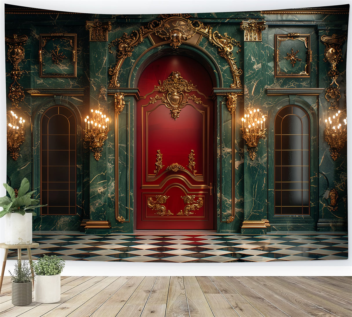 Toile de fond Entrée du hall en marbre avec décor doré BRP9-85