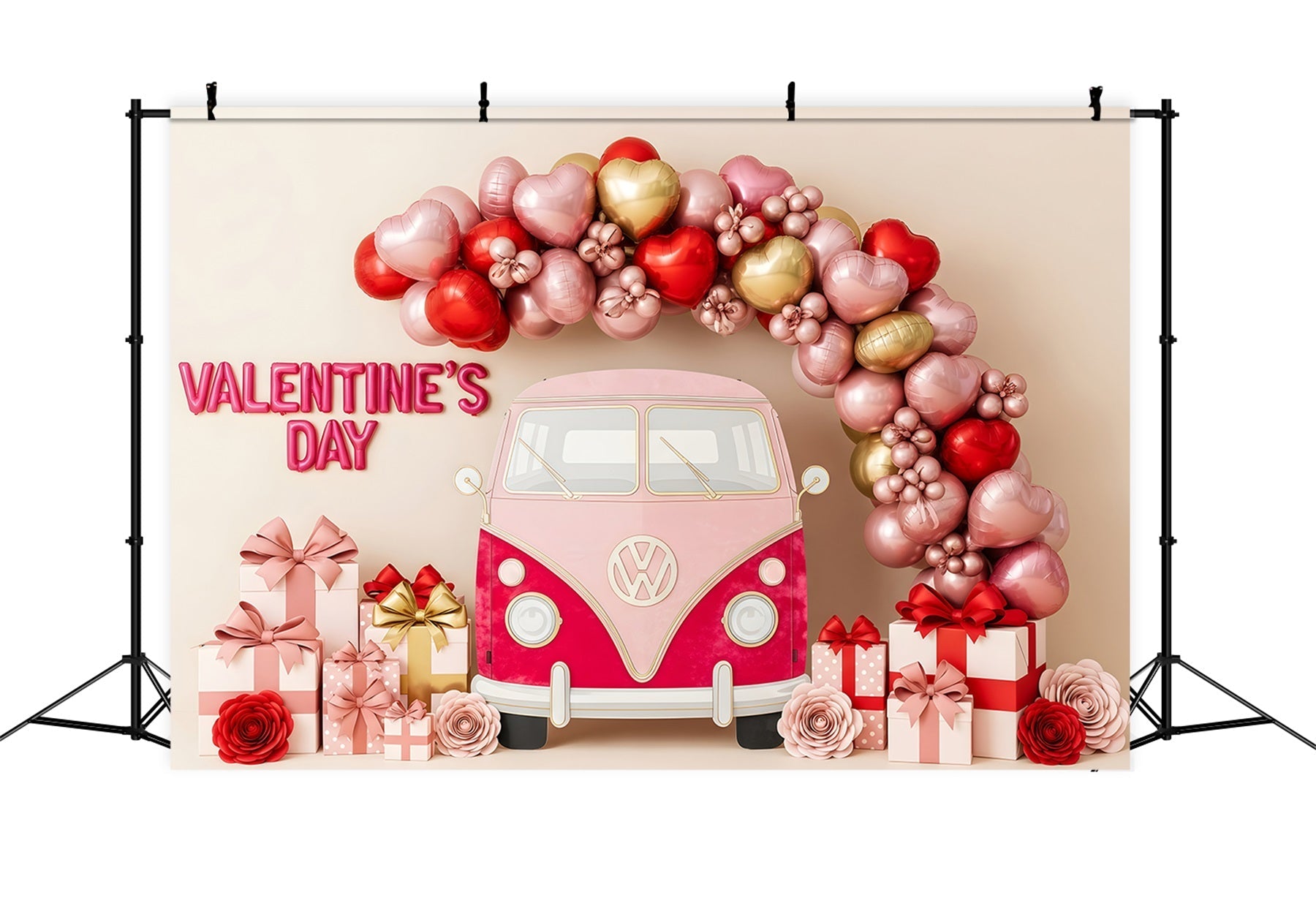 Fond pour la Saint-Valentin Cœur en ballons Camion de cadeaux Fond pour la Saint-Valentin par Magali
