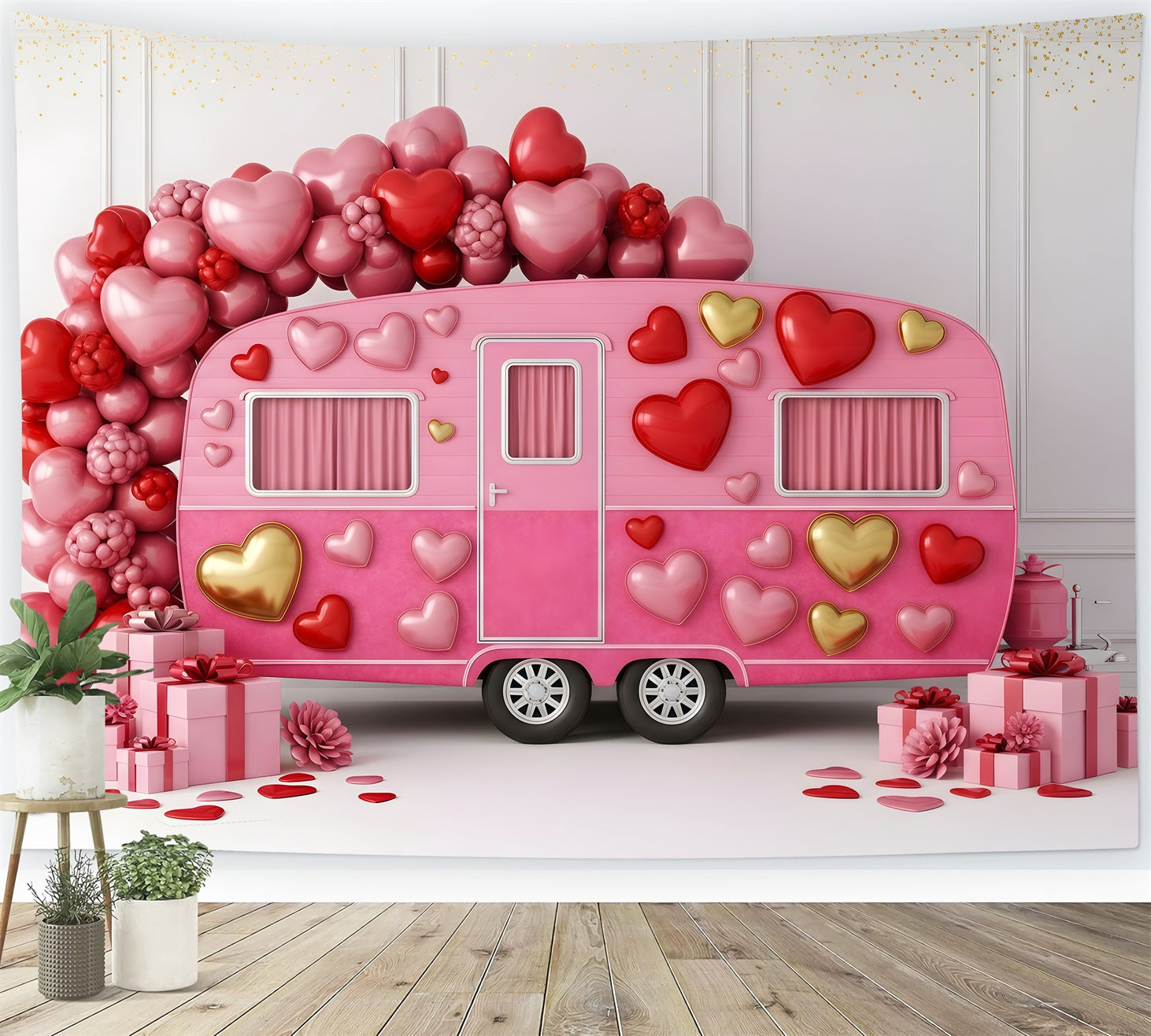Fond photo Saint-Valentin Décoration rose Love Caravan Fond Saint-Valentin par Magali