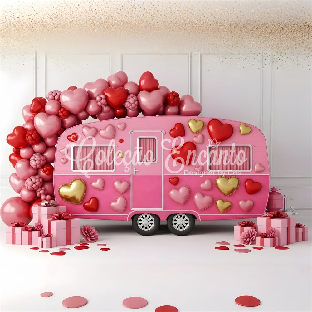 Fond photo Saint-Valentin Décoration rose Love Caravan Fond Saint-Valentin par Magali