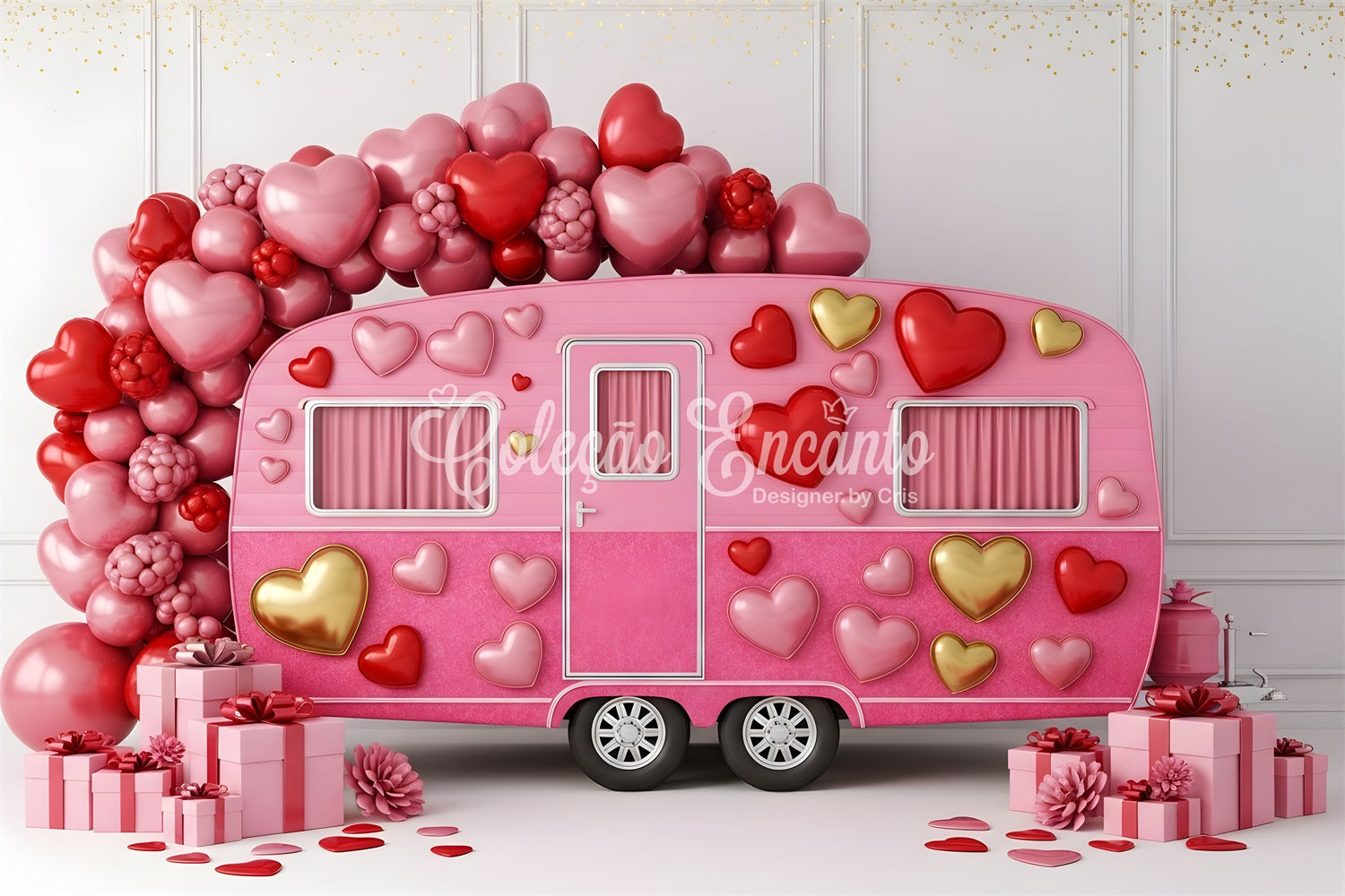 Fond photo Saint-Valentin Décoration rose Love Caravan Fond Saint-Valentin par Magali