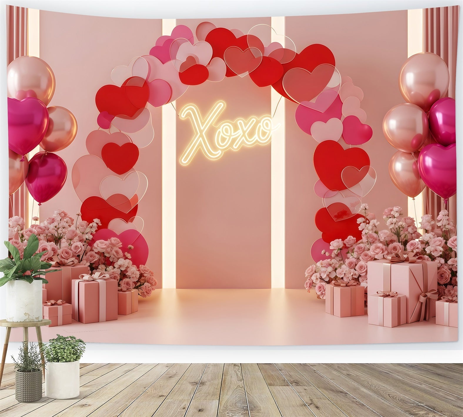 Fonds Saint-Valentin Arche romantique lumineuse Fond Saint-Valentin Cœurs par Magali