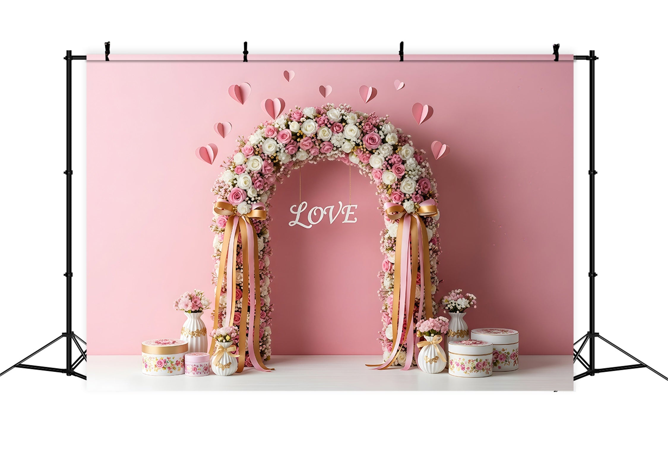 Fond pour la Saint-Valentin Arche florale rose Fond pour la Saint-Valentin par Magali