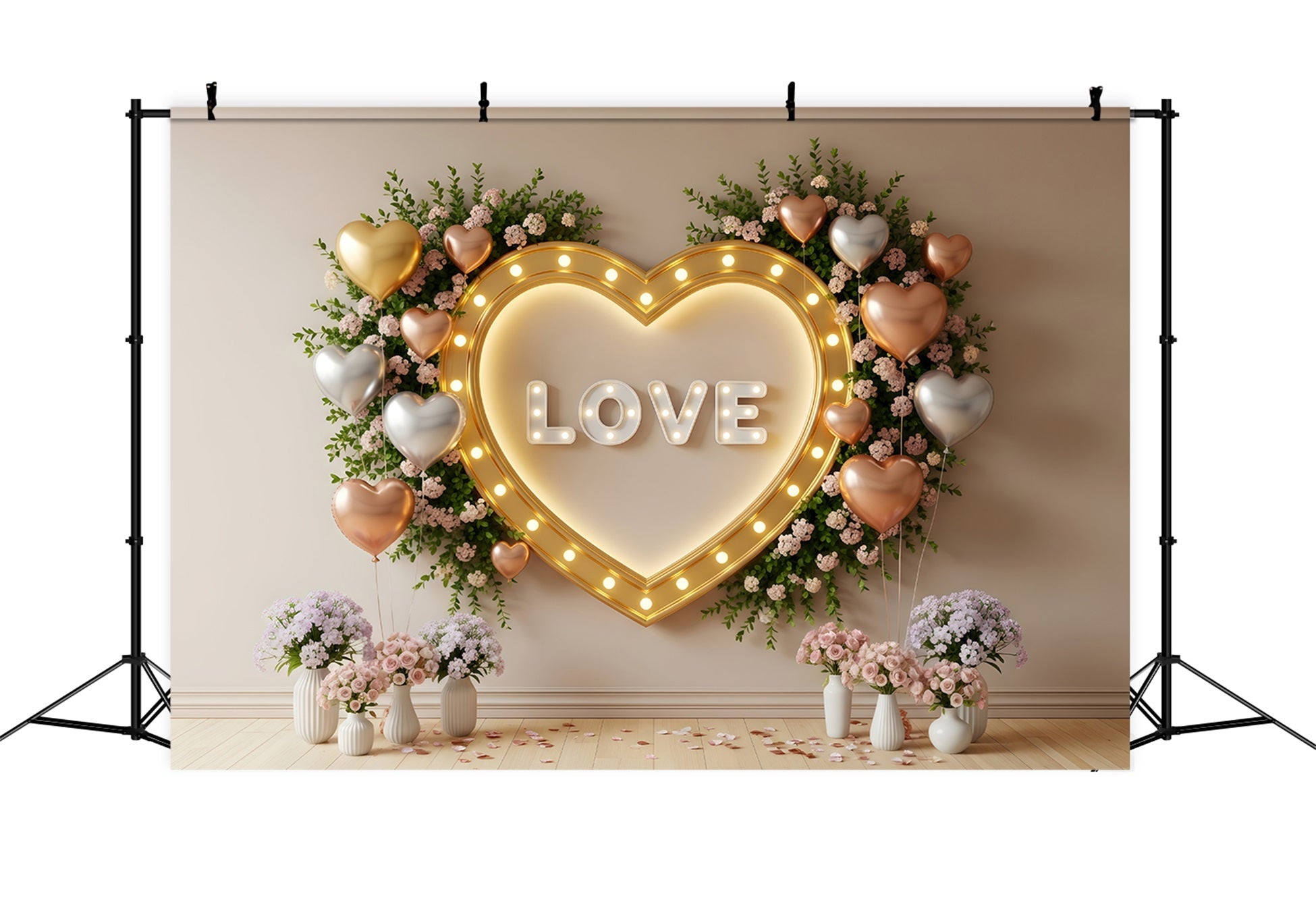 Fond pour la Saint-Valentin Cœur doré Fleurs murales Idées de fonds pour la Saint-Valentin par Magali