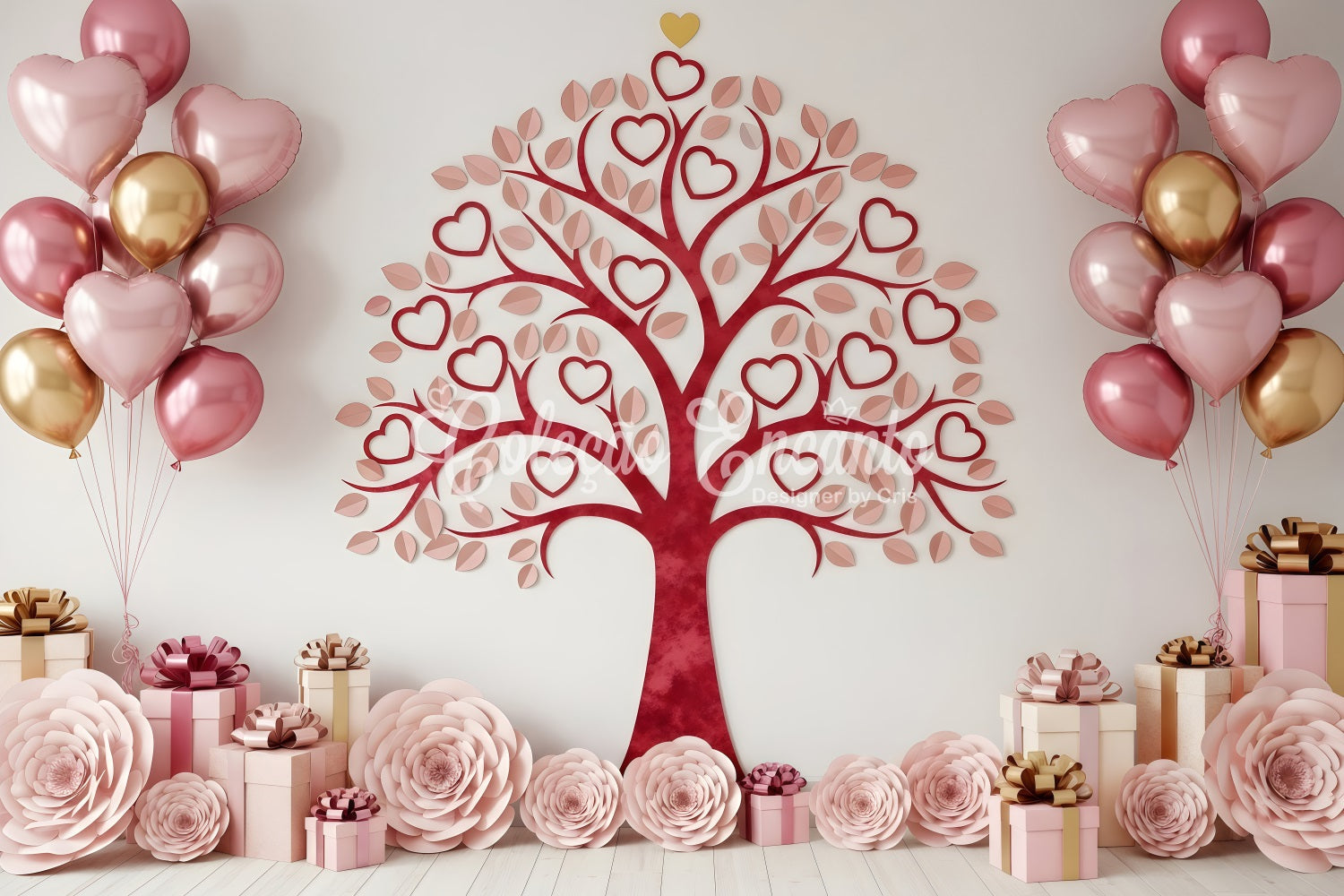 Fond pour la Saint-Valentin Arbre en cœurs Présentoir de cadeaux Fond pour la Saint-Valentin par Magali