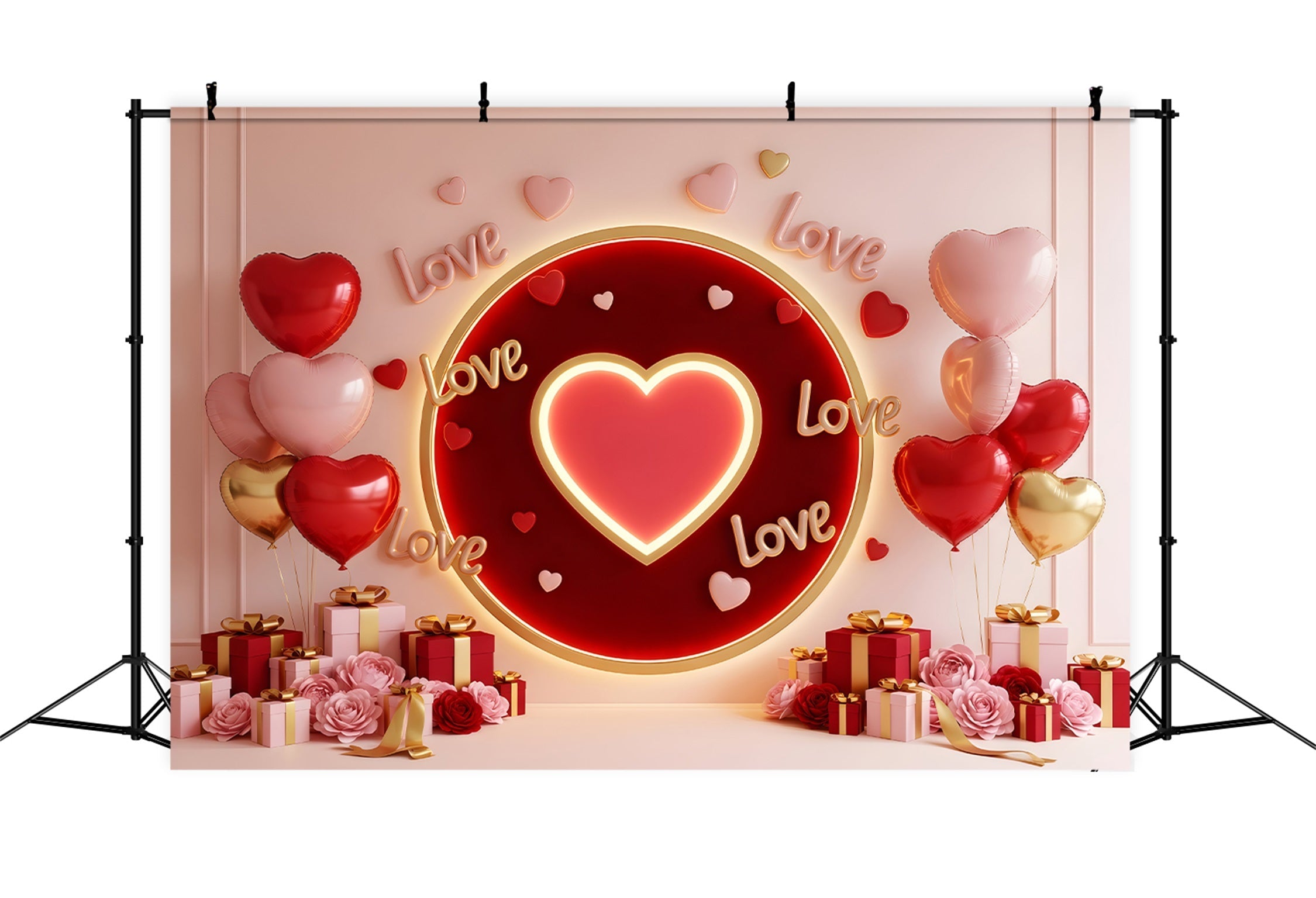 Fonds de Saint-Valentin Cœur lumineux Cercle d'amour Fond photo de Saint-Valentin par Magali