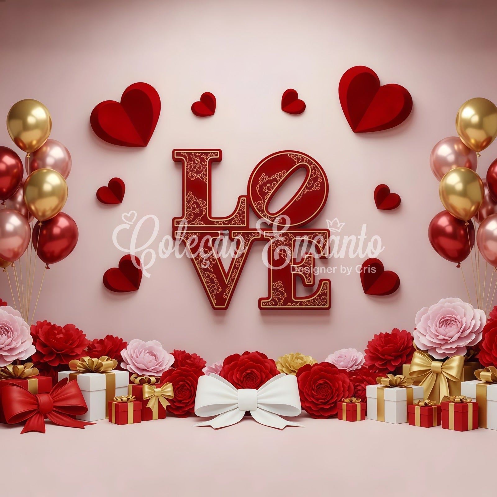 Toile de fond Saint Valentin Ballons Cadeaux Romantiques Par Magali