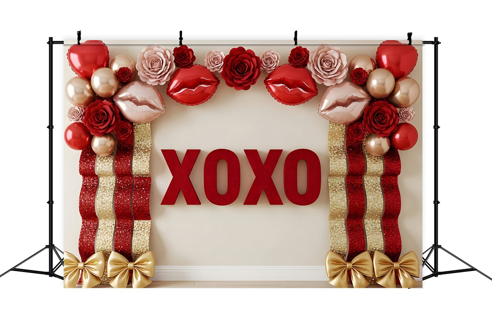 Toile de fond St Valentin Roses et Ballons XOXO Glamour Par Magali