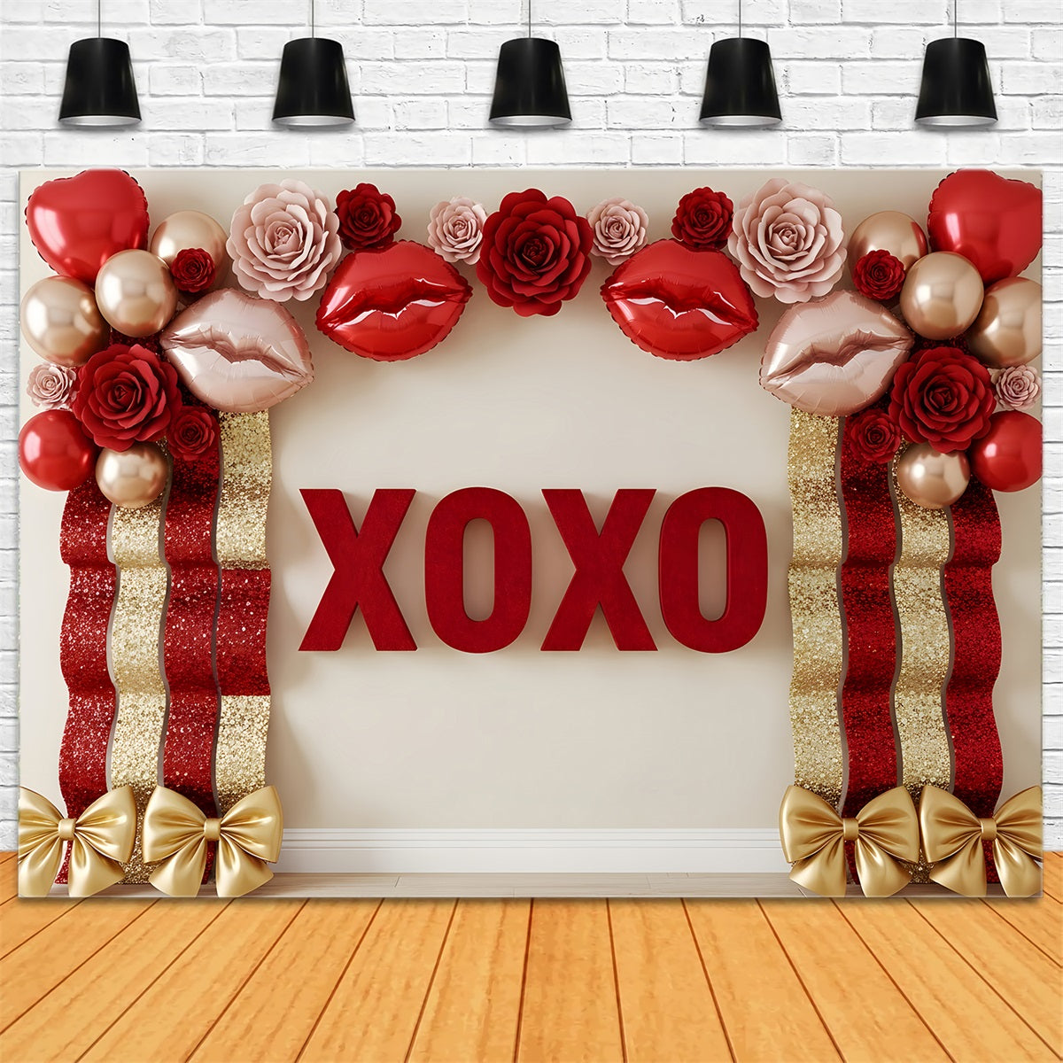 Toile de fond St Valentin Roses et Ballons XOXO Glamour Par Magali