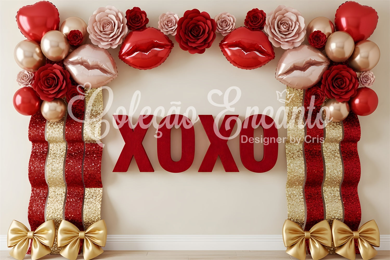 Toile de fond St Valentin Roses et Ballons XOXO Glamour Par Magali