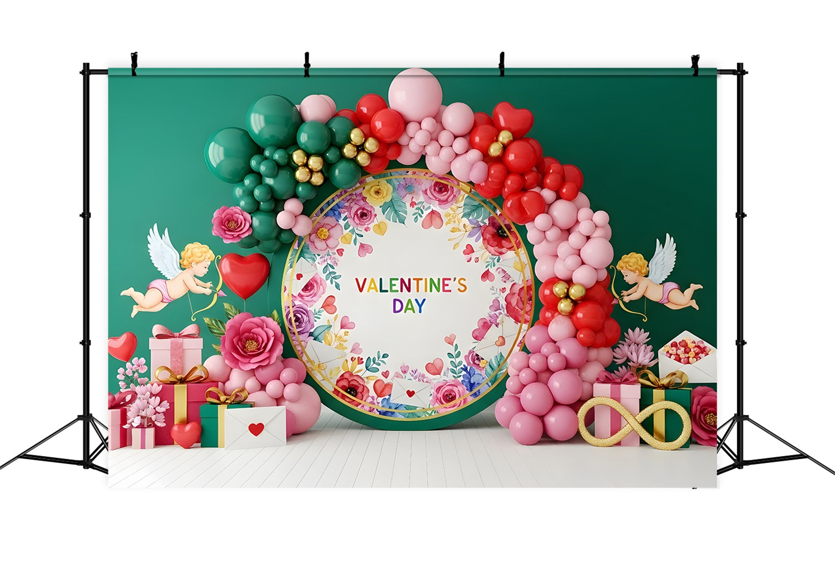 Fond Photo St Valentin Ballon Floral de Cupidon Par Magali