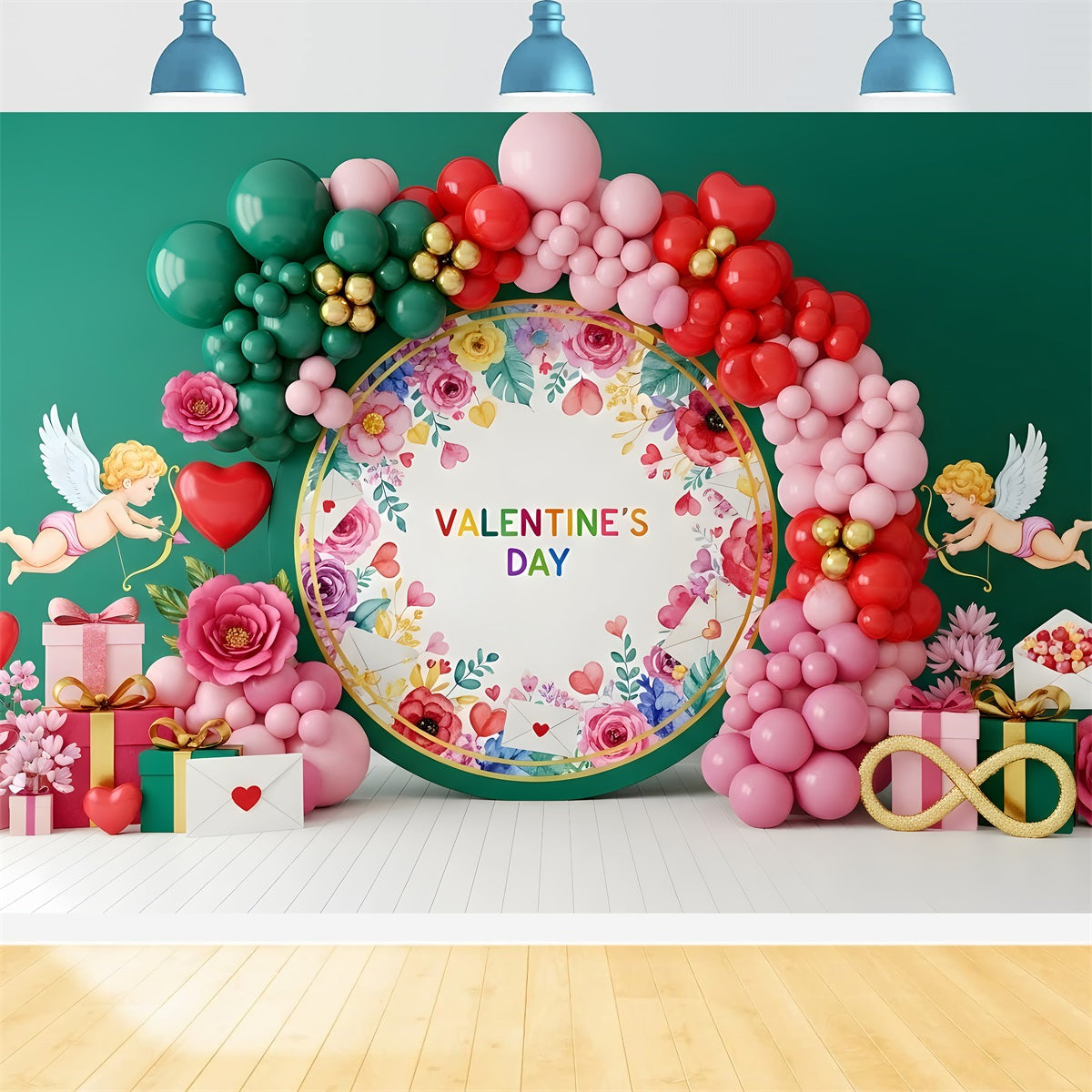 Fond Photo St Valentin Ballon Floral de Cupidon Par Magali
