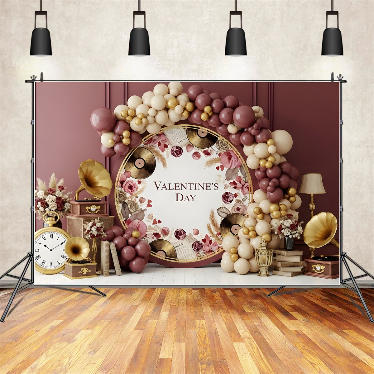 Toile de fond Romantique Composition de Roses et Vinyles Vintage Par Magali