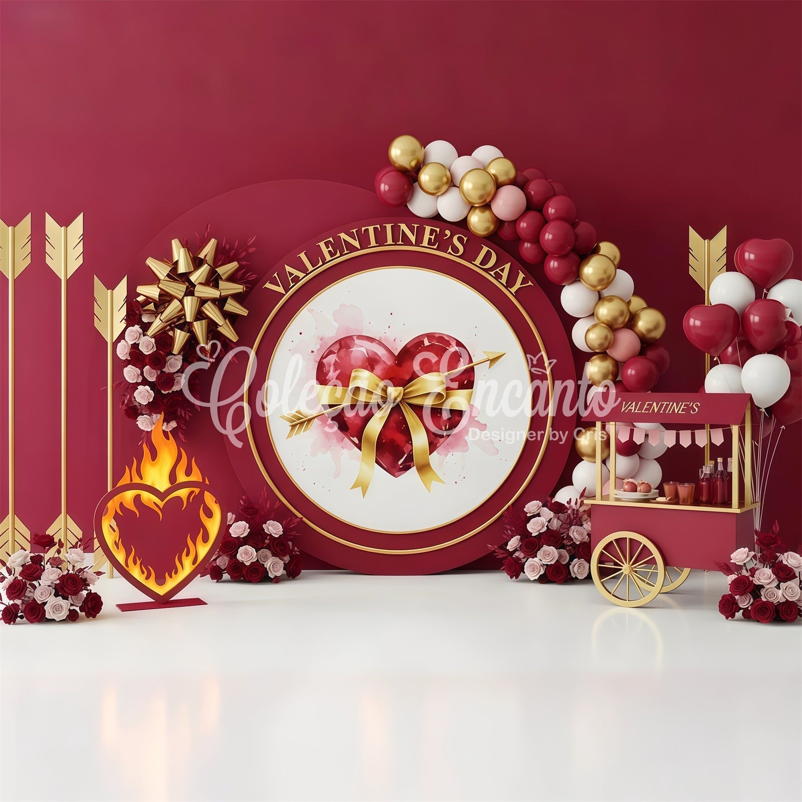 Toile de fond Saint Valentin Élégance Cadeau Cœur avec Nœud Par Magali